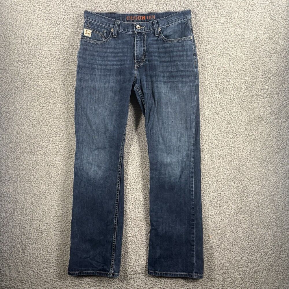 Cinch Ian Jeans Mens 32x32 Slim Fit Stretch Denim Cowboy Rodeo Western Blue